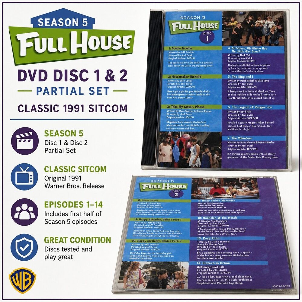 Full House Season 5 DVD Disc 1 & 2 Partial Set 1991 Warner Bros
